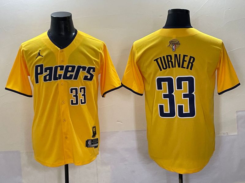Men 2025 Indiana Pacers #33 Turner Yellow Joint Name NBA Jersey style 24